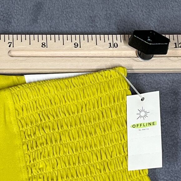 Offline by Aerie Real Me Leggings Medium Yellow 7/8 Smocked Waist Hi-Rise NWT - Picture 6 of 10